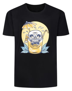 Bigdude Skull Cocktail Crew Neck T-Shirt Black